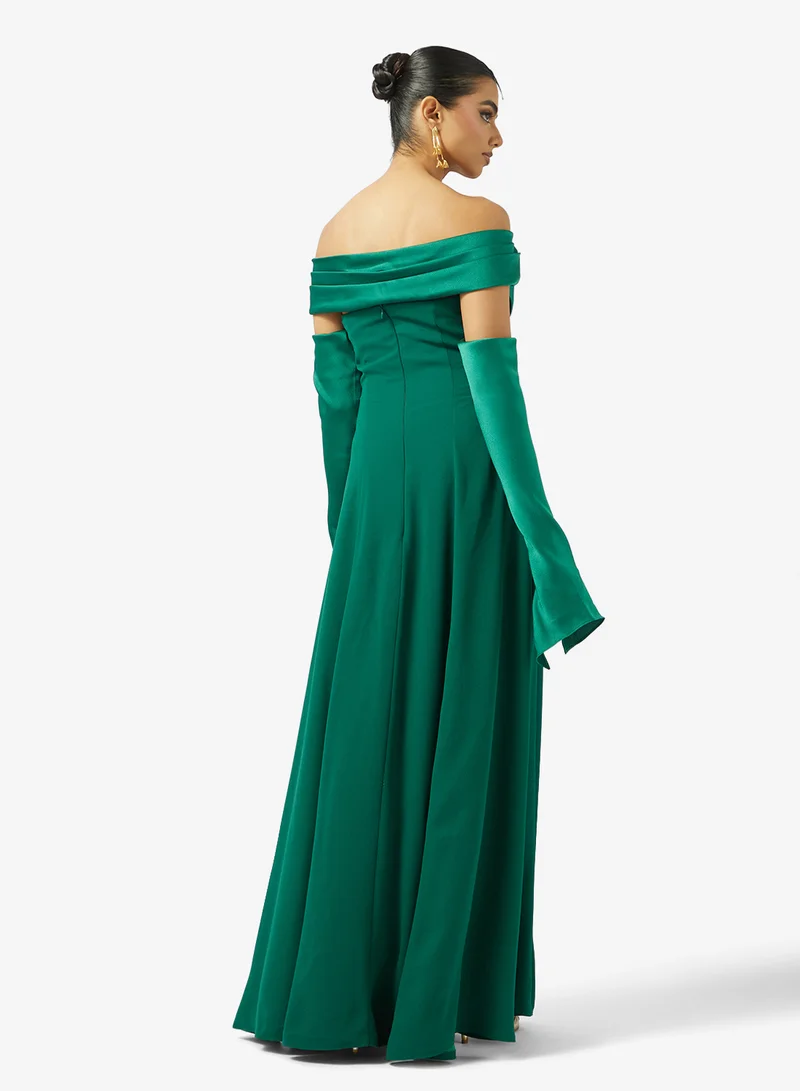 Akadia Fashion A-LINE FREE SLEEVES CREPE DRESS